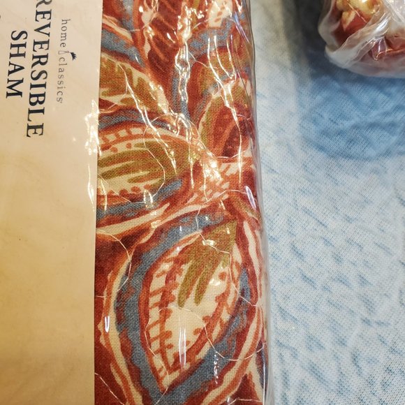 Home Classics Reversible Pillow Shams Red Jacobean X2 - Picture 5 of 6